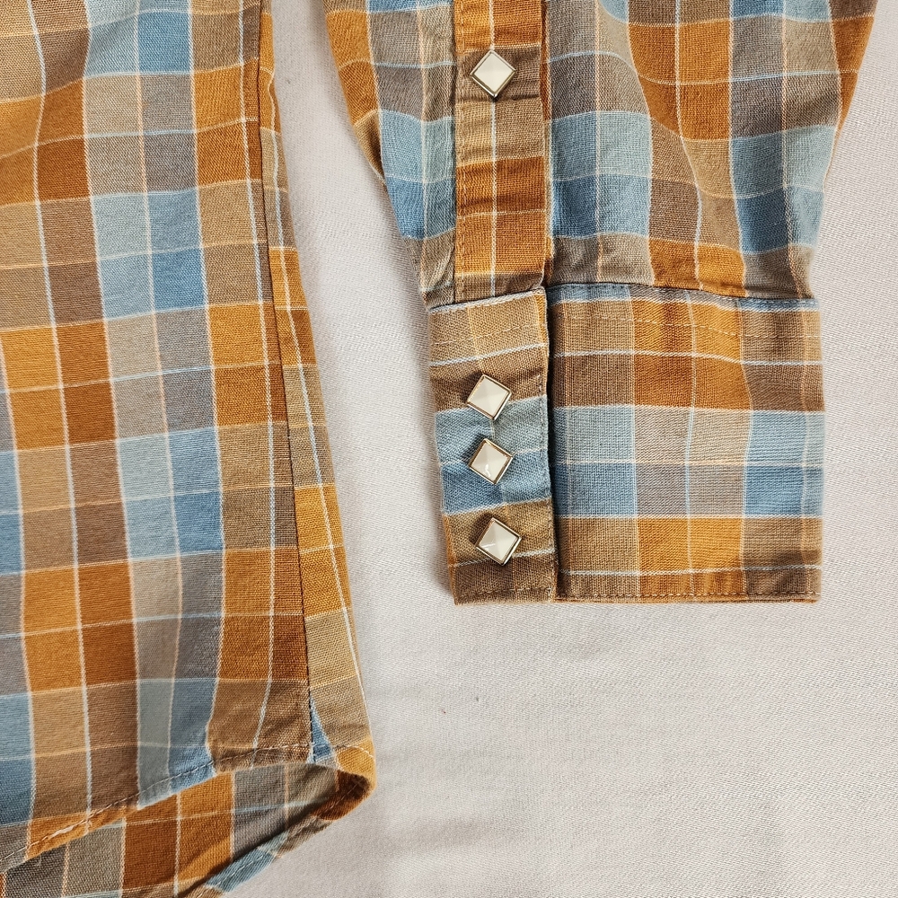 Rockmount Blue & Orange Plaid Western Shirt (M) - Picture 8 of 8